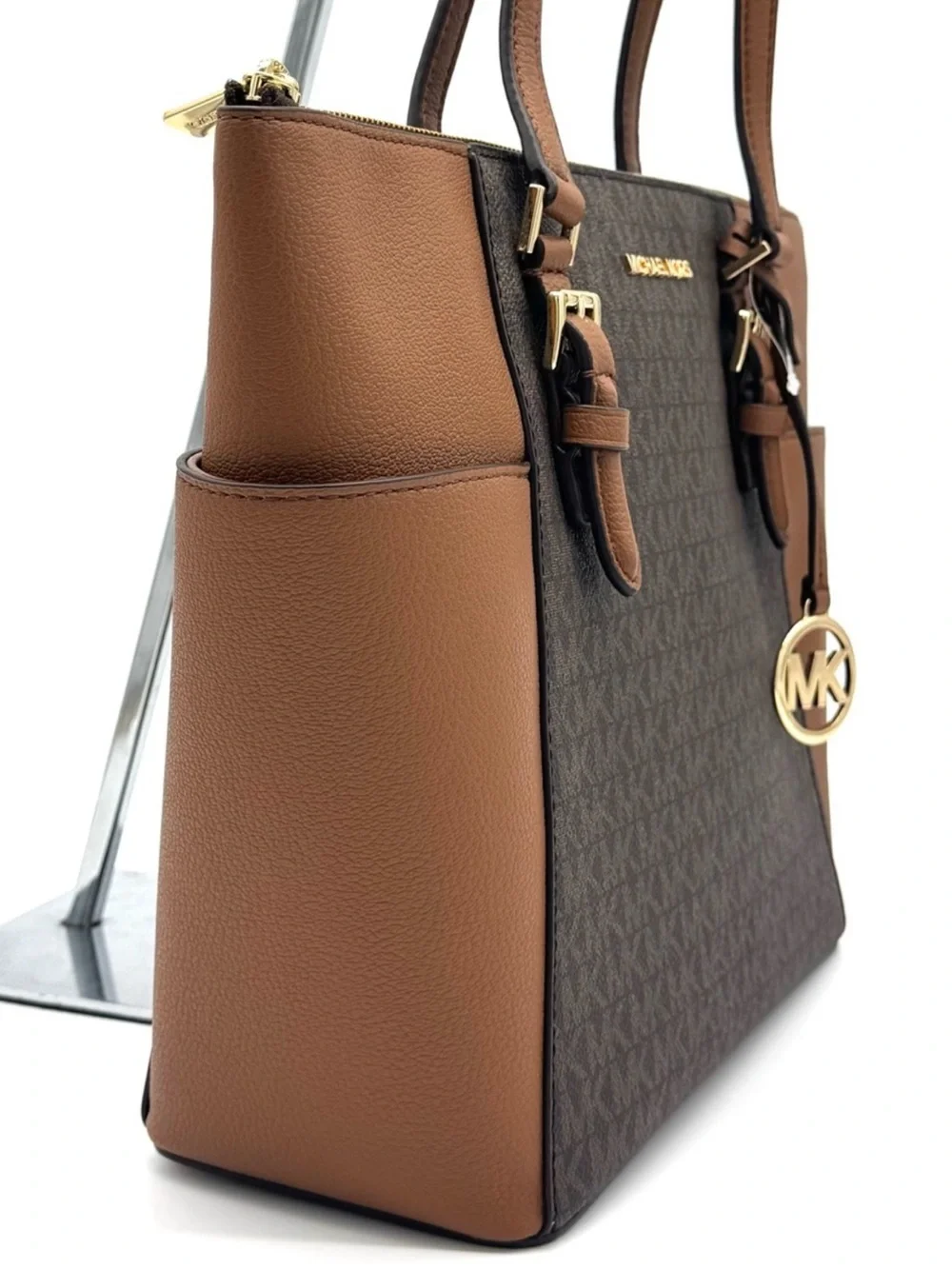 Michael Kors Large Charlotte Tote Bag Luggage Brown